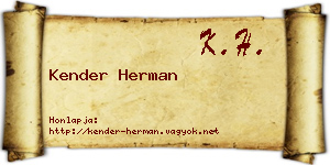 Kender Herman névjegykártya